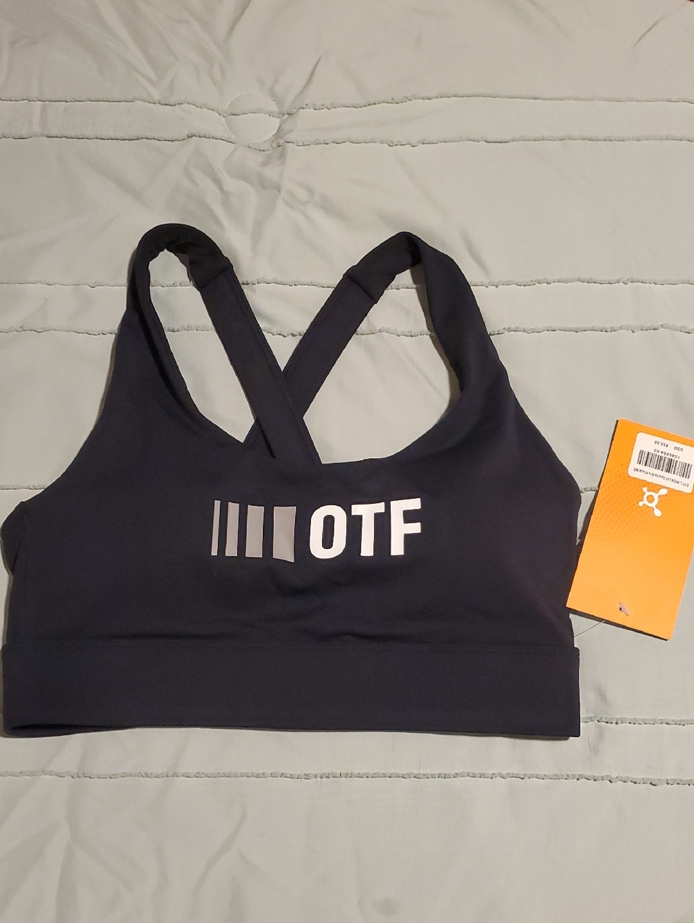 (Lift Sports Bra) Medium Orangetheory OTF Black Cross-Back Sports Bra NWT